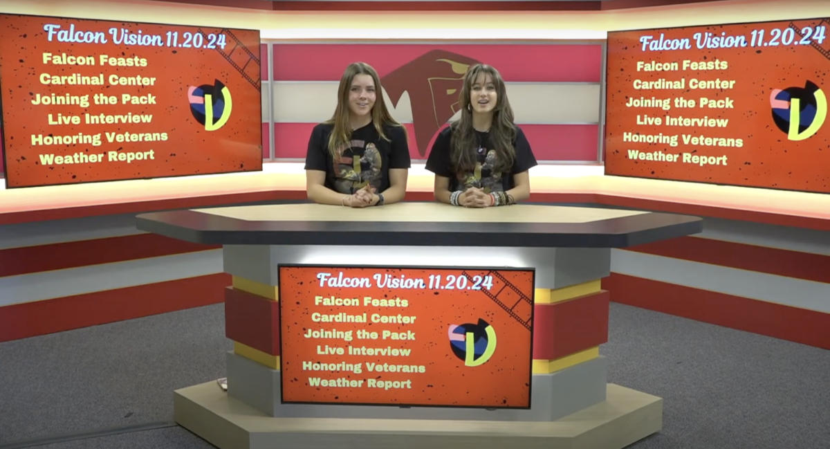 In this week's episode, reporters cover topics from a local restaurant to Veterans Day. Falcon Vision episode aired during Student Connection time on campus. Photo courtesy of Chris Kam. 